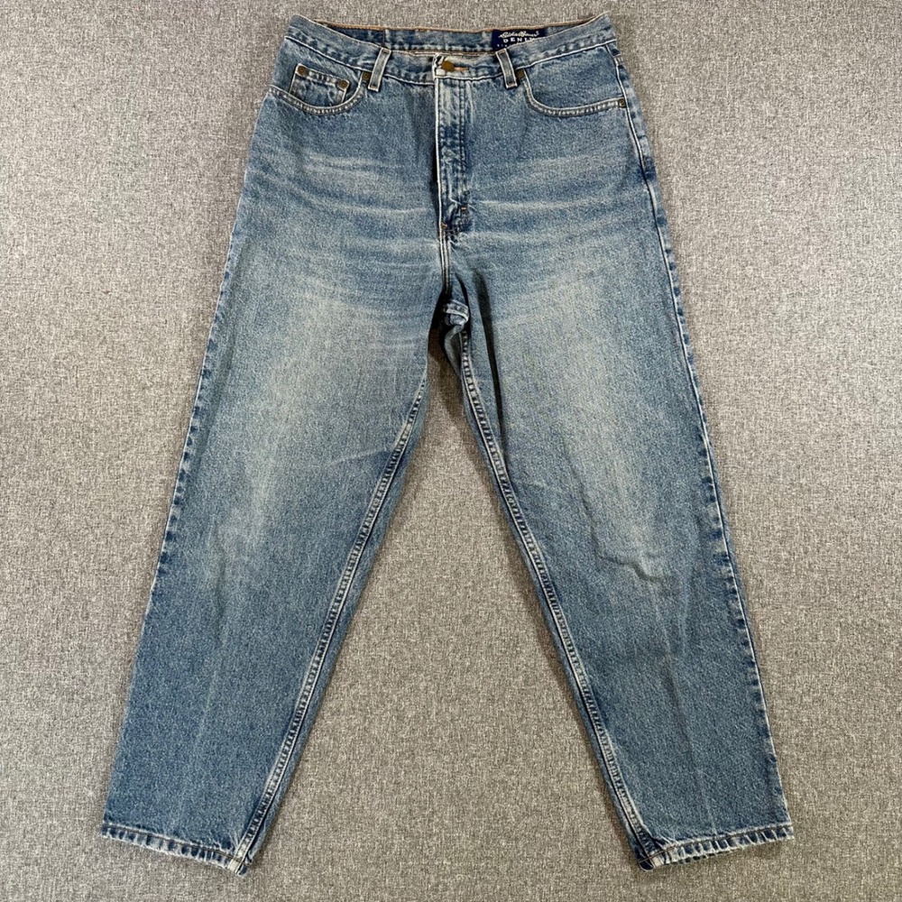 Eddie Bauer Jeans Womens 14P Mom Tapered Light Blue High Rise Denim Cotton